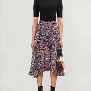 Maje Rinto Bi-Material Wrap Midi Dress size US 6 / FR 38 / Small to medium VGUC